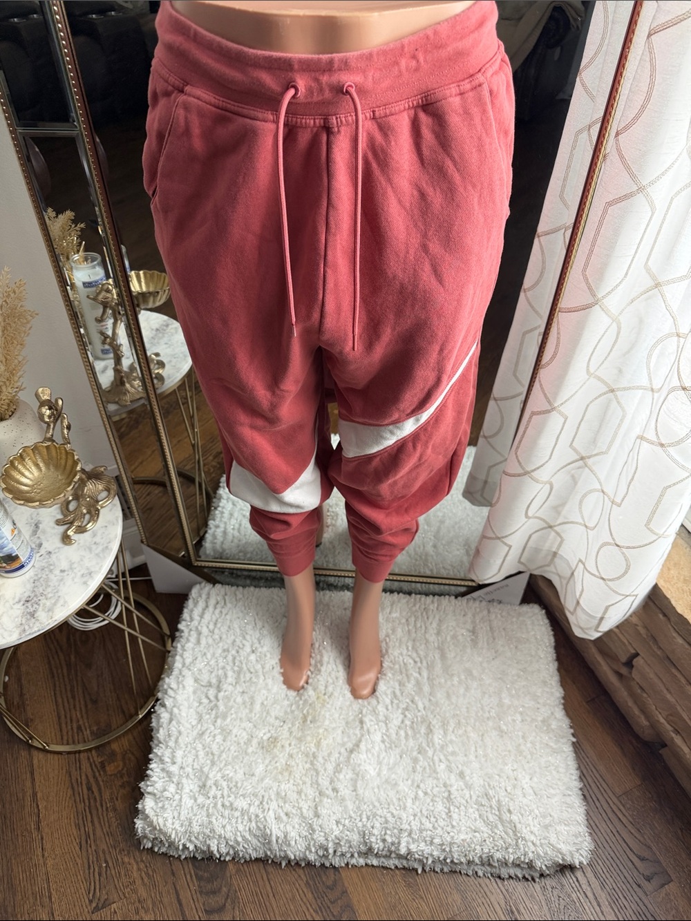 Nike Pink Drawstring Jogger Sweatpants with White Accents